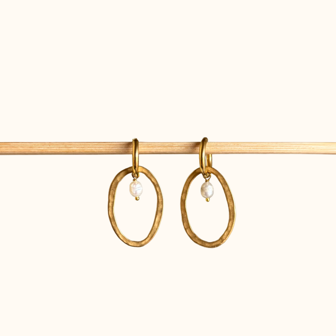 Compound Earrings with Oval
