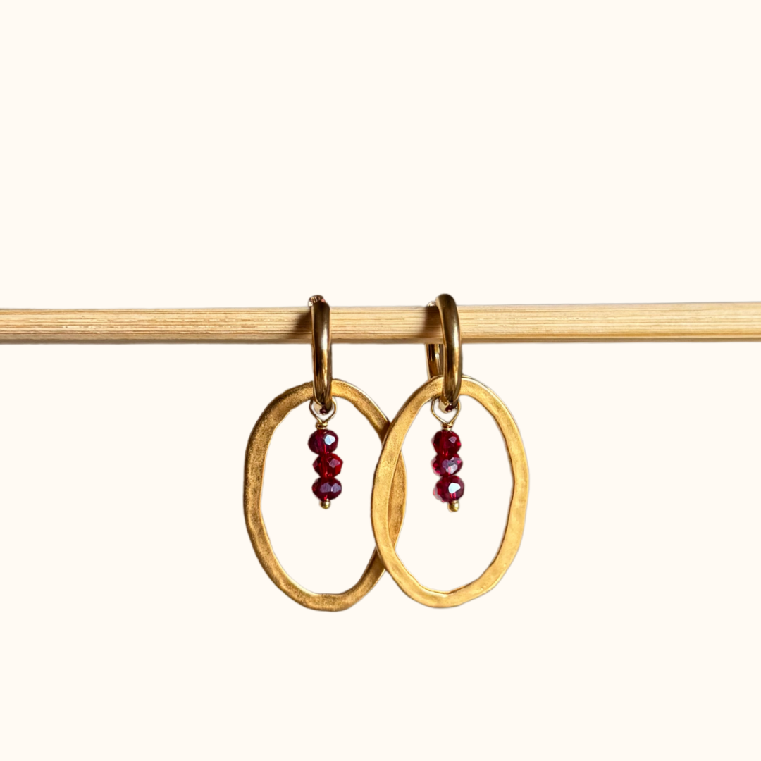 Compound Earrings with Oval