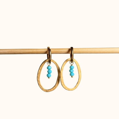 Compound Earrings with Oval